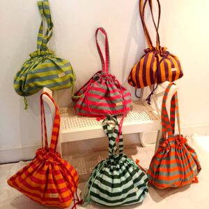 bolso bombonera de loneta a rayas